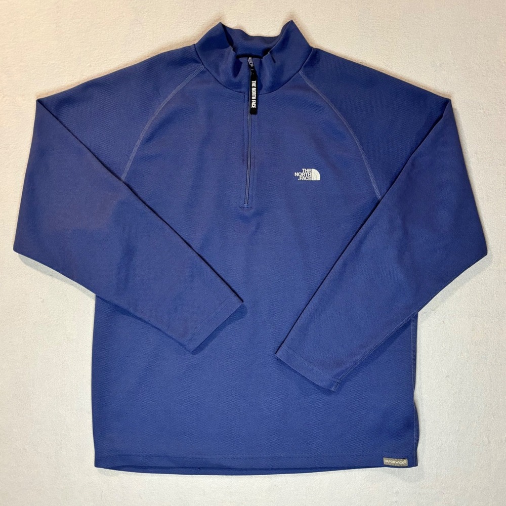 The North Face Mens VaporWick Quarter Zip Pullover Blue Long Sleeve Shirt XL